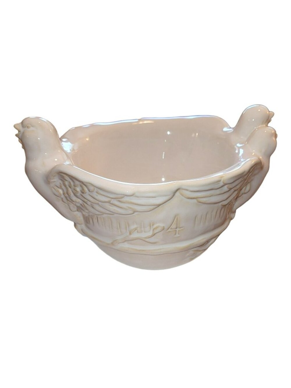Pottery Barn Four Calling Birds Serving Bowl Twelve Days of Christmas NIB DH548